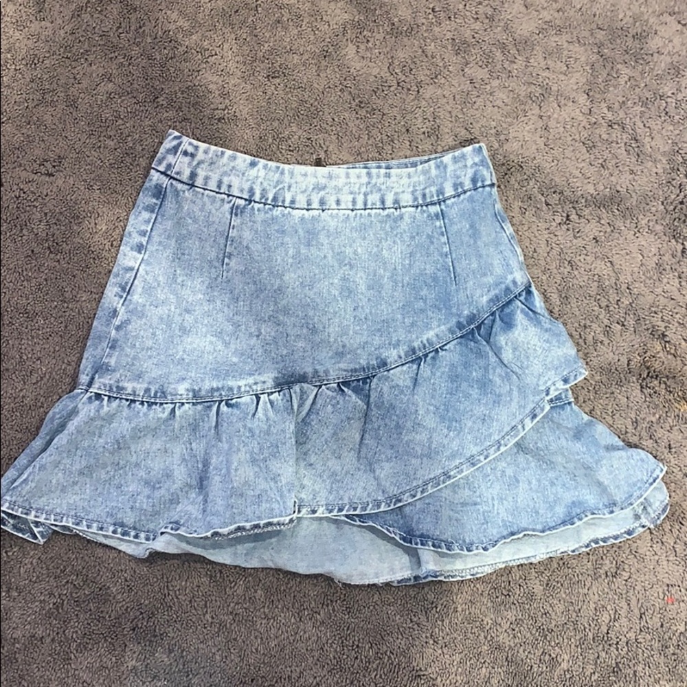 Ruffle Denim Skirt